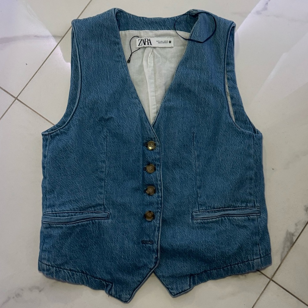 Zara Light Blue Denim Vest